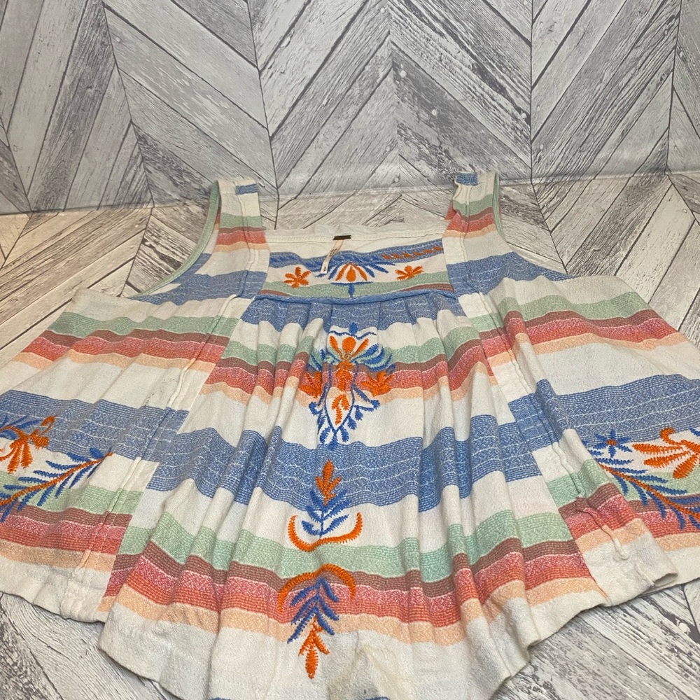 Free People Multicolor Embroidered Tank Top